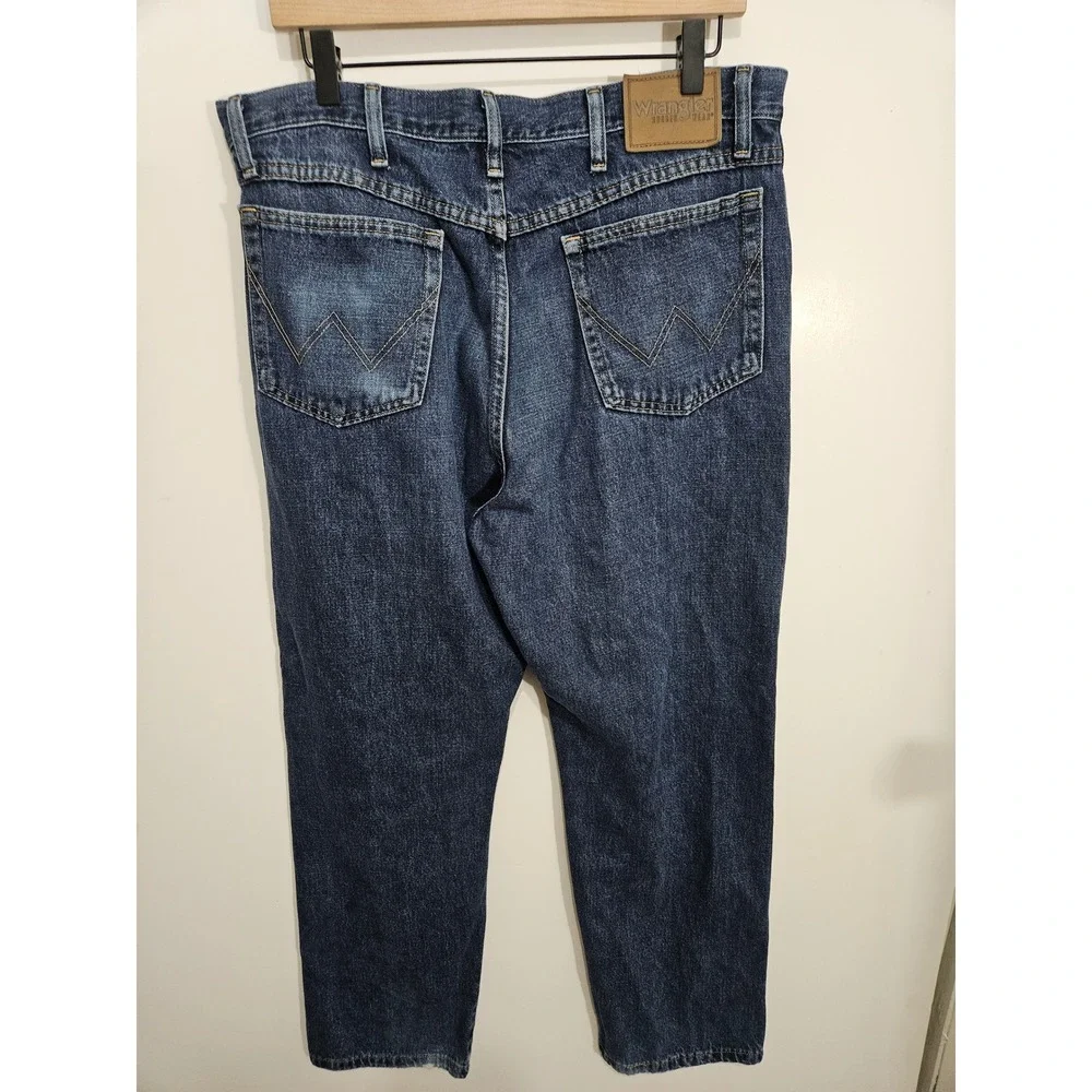 Wrangler Rugged Wear Mens Blue Straight Leg Denim‎ Jeans 34x28